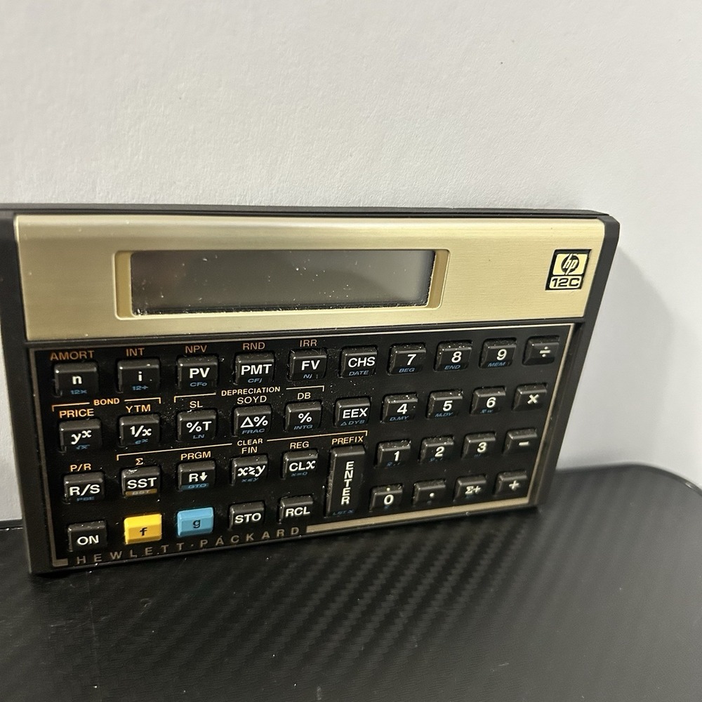 Vintage HP 12C Financial Calculator w/ Original Cover‎ Made in USA TESTED Works!